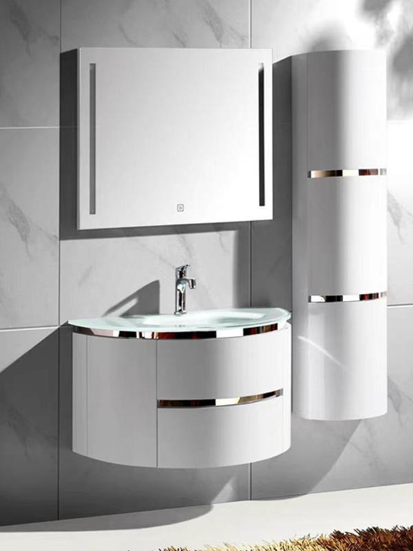 KP-5809 Wand-PVC-Badezimmerschrank aus Sperrholz mit Waschbecken