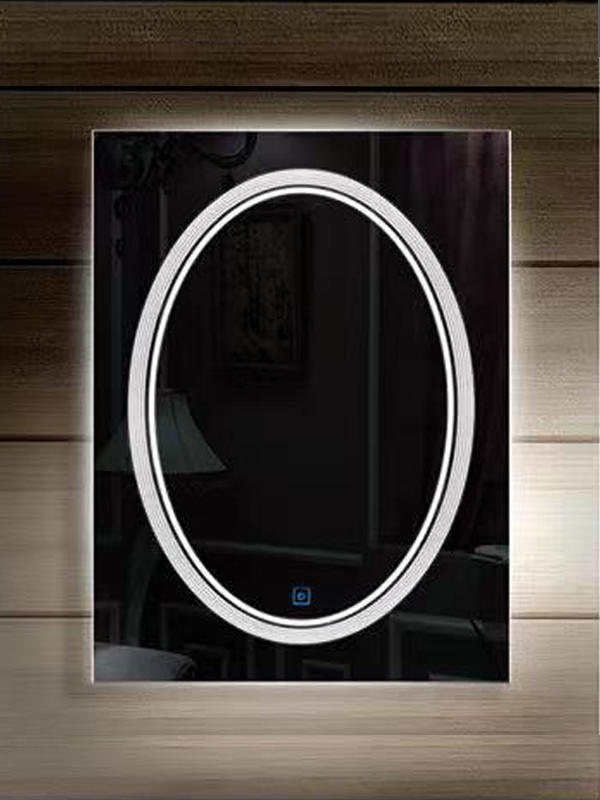 B38 LED Smart quadratischer Touchscreen-Badezimmerspiegel mit Temperaturanzeige